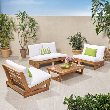 Beulah Outdoor 4 Seater Chat Set With Coffee Table, White
