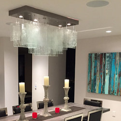 MODERN CLEAR GLASS DINING ROOM CHANDELIER, MODERN LINEAR CHANDELIER FOR DINING R - Chandeliers