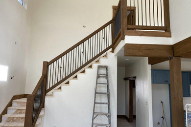 Inspiration for a rustic staircase remodel in Albuquerque