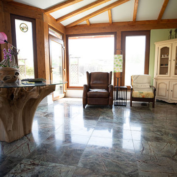 Amazing Marble Floor Design with RainForest Green Polished Marble