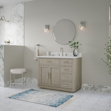 The Wyatt Bathroom Vanity, Antique Gray Oak, 42", Single Sink, Freestanding