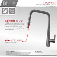 STYLISH Modern Single Handle Pull Down Sprayer Kitchen Faucet in Gunmetal