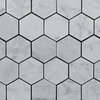 Carrara White Marble Honed Hexagon Mosaic Tile, Set of 50