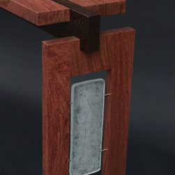 Floating Bubinga Top Console with Cast Glass - detail picture - Furniture