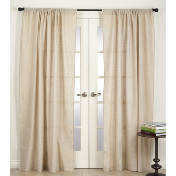 Classic Linen Blend Unlined Curtain, Natural, 57"x96"