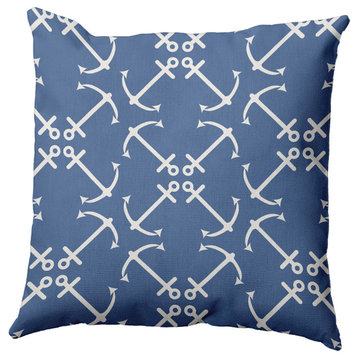 16" x 16" Anchors Up Decorative Indoor Pillow, Cadet Blue
