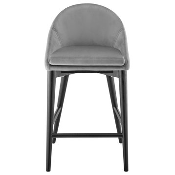 Baruch Counter Stool, Gray With Matte Black Legs Set of 1