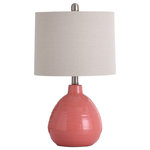 StyleCraft Home Collection - Cameron - Ceramic Table Lamp, Raspberry Surprise - This beautiful ceramic table lamp will be the perfect accent in any family room. It comes with a standard rotary on/off switch, but even when it is not illuminated, you will enjoy the aesthetic it brings to the room.