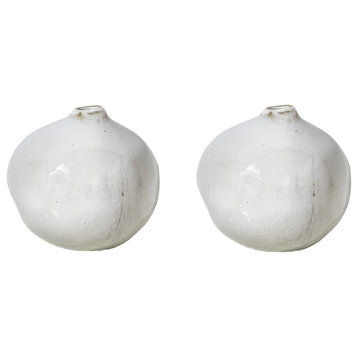 Free-Form Glazed Ceramic Pomegranate Bud Vase, Set of 2