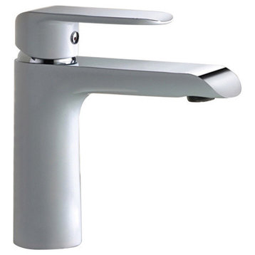 Single Handle Lavatory Faucet, Chrome/White