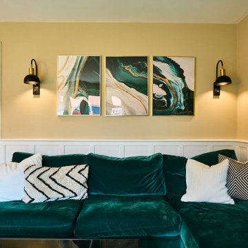Soft and cosy emerald green living dining room