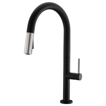 Single Handle  Pull Down Sprayer  Kitchen Faucet in Matte Black/Silver Finish