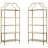 Vivian Regency Gold Metal 3 Tier Black Wood Wall Shelf - Small