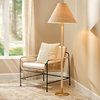 Contemporary Casual Raffia Shade Floor Lamp 64.5 in Brass Metal Wood Classic