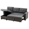 Destiny Linen Reversible Sleeper Sectional Sofa With Storage Chaise, Dark Gray