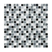 Bliss Midnight Stone and Glass Square Mosaic Tile, 12"x12"