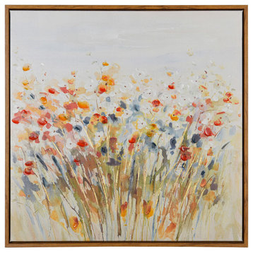 Wildflowers Abstract Floral Canvas Wall Art Natural Wood Frame