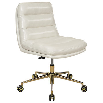 Legacy Office Chair, Cream Faux Leather With Gold Base