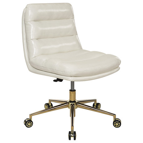 Legacy Office Chair, Cream Faux Leather With Gold Base