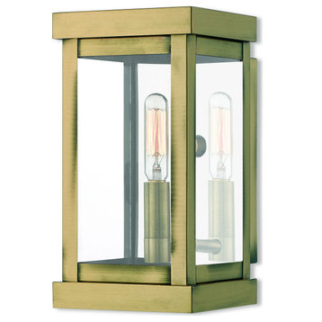 Hopewell Outdoor Wall Lantern - Antique Brass, Clear Glass, 9x5, 1
