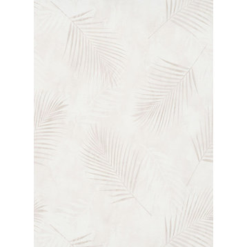 Art Deco Textured Wallpaper With Palm Leaves, 02579-14, Beige Taupe, 1 Roll