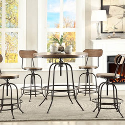 5429-36RD INDUSTRIAL 5PC METAL ROUND COUNTER HEIGHT DINING SET CHAIRS - Dining Sets
