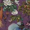 Painted Oriental Birds and Trees Tropical Wallpaper, Plum, Double Roll