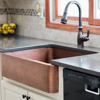 Lange Copper 32" Single Bowl Farmhouse Apron Front Undermount Kitchen Sink