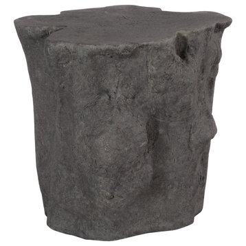 Log Side Table, Charcoal Stone