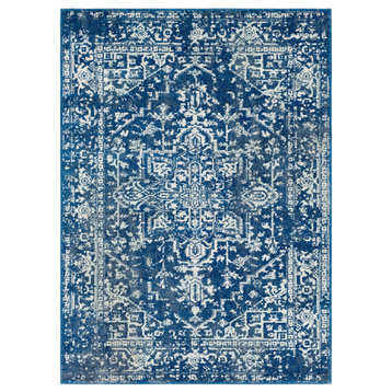 Harput Traditional Dark Blue, Teal Area Rug, 3'11"x5'7"