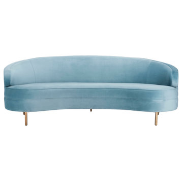 Safavieh Couture Primrose Curved Sofa, Light Blue