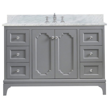 Queen 48 In. Marble Countertop Vanity in Cashmere Grey with Waterfall Faucet
