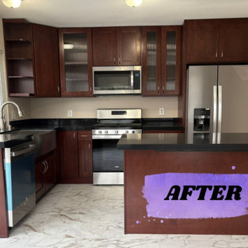 Spring Valley: Espresso Kitchen & White Shaker Bath Remodel
