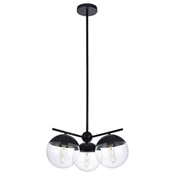 Eclipse 3-Light Pendant, Black And Clear