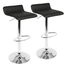 LumiSource - Ale Bar Stools With Chrome Footrests, Set of 2, Black - Bar Stools and Counter Stools