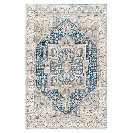 Nuloom Ehtel Medallion Fringe Traditional Area Rug, Grey 2'x3'