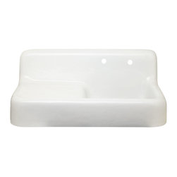 42" Cast Iron Wall-Hung Kitchen Sink With Drainboard - Bathroom Sinks