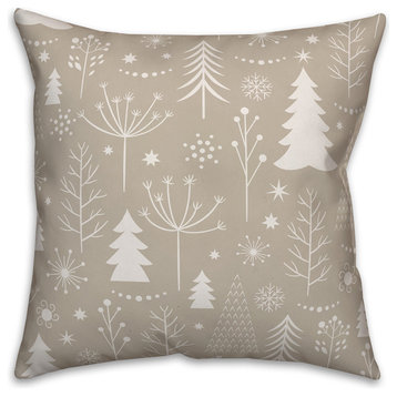 Winter Christmas Tree Pattern 20"x20" Throw Pillow Cover