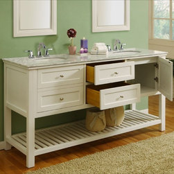 Janison 70" Contemporary White Double Vanity Set with Marble Top - Bathroom Vanities And Sink Consoles