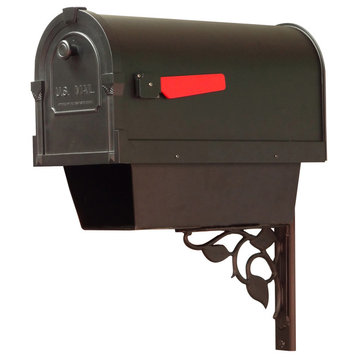 Savannah Mailbox With Newspaper Tube & Floral Front Mailbox Mounting Bracket