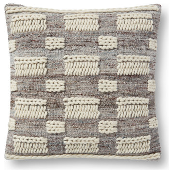 ED Ellen DeGeneres Crafted PED0011 Grey / Ivory 18" x 18" Pillow Cover