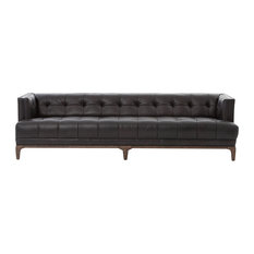 Low Back Sofas Houzz Zin Home Dylan Mid Century Modern Blind Tufted Black Leather Low Back Sofa