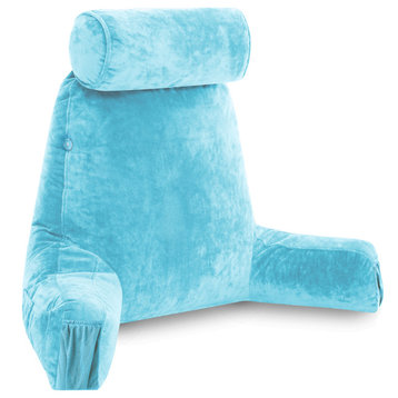 Medium Pillow Carolina Blue, Reading Pillow, Removable Neck Roll and Cover