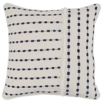 Kosas Home Kassia Embroidered 100% Linen 20� Throw Pillow, Blue