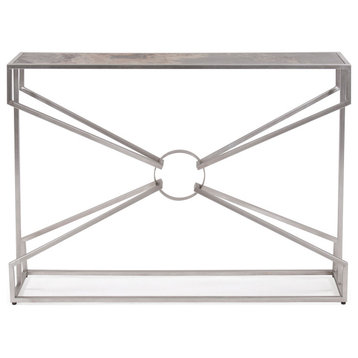 Roseto HEIF23855 Uponoh 43" Iron and Slate Accent Table - Slate / Silver