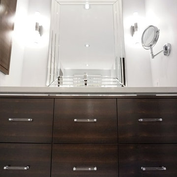 Master bath with his and hers custom vanities