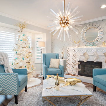 Glam Master Bathroom & Living Room - Steveston Home