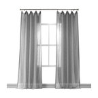 Nickel Faux Linen Sheer Curtain Single Panel, 50"x108"