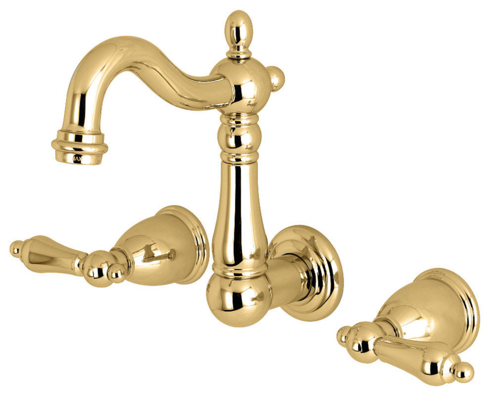 Kingston Brass Wall Mount Bathroom Faucet, 4-3/4" in Spout Reach ...