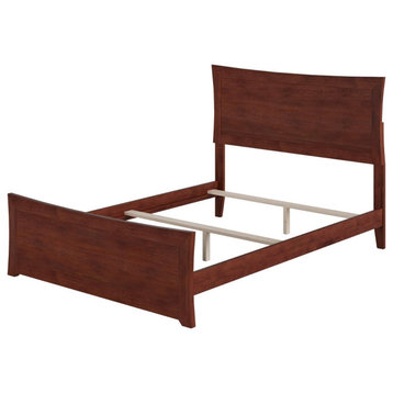 Traditional Full Platform Bed, Hardwood Frame With Panel Footboard, Walnut